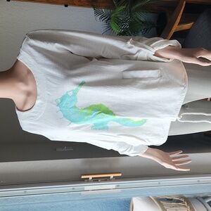 White Long Sleeve Top with Seahorse Design 100%Cotton